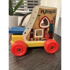 Vintage Fisher Price/ Playskool Wooden Pull Toy Old Woman Who Lived in a Shoe